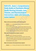 NUR 670 - Exam 1&colon; Comprehensive Study Guide on Psychiatric-Mental Health Nursing Concepts&comma; Laws&comma; Theories&comma; and Pharmacological Interventions &lpar;Q&A with Rationale&comma; Latest Update&rpar;