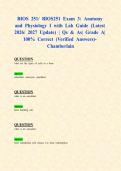 BIOS 251&sol; BIOS251 Exam 3&colon; Anatomy and Physiology I with Lab Guide &lpar;Latest 2026&sol; 2027 Update&rpar; &vert; Qs & As&vert; Grade A&vert; 100&percnt; Correct &lpar;Verified Answers&rpar;- Chamberlain