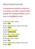 Medical Terminology Practice Quiz &ndash; The Language of Medicine &ndash; 50 Original Practice Questions with Answers