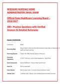 MISSOURI NURSING HOME &NewLine;ADMINISTRATOR &lpar;NHA&rpar; EXAM&NewLine;Official State Healthcare Licensing Board &ndash;&NewLine;2026&sol;2027&NewLine;300&plus; Practice Questions with Verified &NewLine;Answers & Detailed Rationales