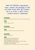 BIOS 252&sol; BIOS252 Comprehensive Exam&colon; Anatomy and Physiology II with Lab Guide &lpar;Latest 2026&sol; 2027 Update&rpar; &vert; Qs & As&vert; Grade A&vert; 100&percnt; Correct &lpar;Verified Answers&rpar;- Chamberlain