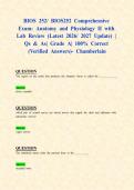 BIOS 252&sol; BIOS252 Comprehensive Exams&colon; Anatomy and Physiology II with Lab &lpar;Latest 2026&sol; 2027 Updates STUDY BUNDLE WITH COMPLETE SOLUTIONS&rpar; &vert; Qs & As&vert; Grade A&vert; 100&percnt; Correct &lpar;Verified Answers&rpar;- Chamberlain