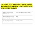 CS215 Final Exam Study Guide&colon; Classes&comma; Pointers&comma; &NewLine;Recursion&comma; Sorting ACTUAL UPDATED QUESTIONS &NewLine;AND CORRECT ANSWERS 