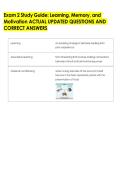 Exam 2 Study Guide&colon; Learning&comma; Memory&comma; and &NewLine;Motivation ACTUAL UPDATED QUESTIONS AND &NewLine;CORRECT ANSWERS