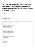 CPC Exam Practice Part 1 of 3 Multiple Choice &lpar;Newest 2026 &sol; 2027 Update&rpar; Questions and Detailed Answers &vert; 100&percnt; Verified Correct &vert; Grade A&plus; &vert; Already Passed&period;
