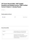CPC Exam &lpar;Newest 2026 &sol; 2027 Update&rpar; Questions and Detailed Answers &vert; 100&percnt; Verified Correct &vert; Grade A&plus; &vert; Already Passed&period;