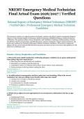 NREMT Emergency Medical Technician Final Actual Exam &ndash; National Registry of Emergency Medical Technicians &lpar;NREMT&rpar; &ndash; 2026&sol;2027 Academic Year &ndash; Verified Questions and Answers for Professional Emergency Medical Technician Candidates