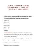 NUR 231 MATERNAL NURSING&NewLine;COMPREHENSIVE EXAM PREP&NewLine;QUESTIONS AND ANSWERS
