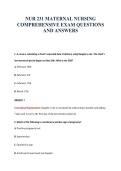 NUR 231 MATERNAL NURSING&NewLine;COMPREHENSIVE EXAM QUESTIONS&NewLine;AND ANSWERS