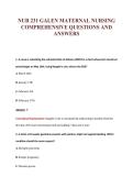 NUR 231 MATERNAL NURSING&NewLine;COMPREHENSIVE FINAL EXAM&NewLine;QUESTIONS AND ANSWERS