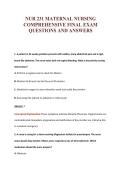 NUR 231 MATERNAL NURSING&NewLine;COMPREHENSIVE FINAL EXAM&NewLine;QUESTIONS AND ANSWERS