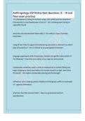 Anthropology 250 Online Quiz Questions &vert; Quizzes 5&ndash;10 and Final Exam Practice Study Guide