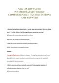 NSG 552 ADVANCED&NewLine;PSYCHOPHARMACOLOGY&NewLine;COMPREHENSIVE EXAM QUESTIONS&NewLine;AND ANSWERS
