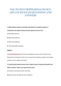 NSG 552 PSYCHOPHARMACOLOGY&NewLine;ADVANCED EXAM QUESTIONS AND&NewLine;ANSWERS
