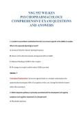 NSG 552 WILKES&NewLine;PSYCHOPHARMACOLOGY&NewLine;COMPREHENSIVE EXAM QUESTIONS&NewLine;AND ANSWERS