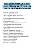 AQA GCSE BIOLOGY 8461&lowbar;1H PAPER 1 HIGHER TIER ACTUAL EXAM PAPER 2026 QUESTIONS WITH ANSWERS GRADED A&plus;&period;pdf&NewLine;&NewLine;