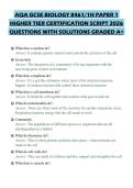 AQA GCSE BIOLOGY 8461&lowbar;1H PAPER 1 HIGHER TIER CERTIFICATION SCRIPT 2026 QUESTIONS WITH SOLUTIONS GRAD&period;pdf&NewLine;&NewLine;