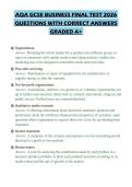AQA GCSE BUSINESS FINAL TEST 2026 QUESTIONS WITH CORRECT ANSWERS GRADED A&plus;