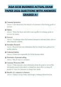 AQA GCSE BUSINESS ACTUAL EXAM PAPER 2026 QUESTIONS WITH ANSWERS GRADED A&plus;