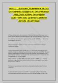 WGU D116 ADVANCED PHARMACOLOGY&NewLine;OA AND PRE ASSESSMENT EXAM NEWEST&NewLine;2025&sol;2026 ACTUAL EXAM WITH&NewLine;QUESTIONS AND VERIFIED ANSWERS&NewLine;ACTUAL EXAM&excl;&excl;&excl;2026&NewLine;