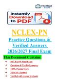 NCLEX-PN Final Exam Practice Questions & Verified Answers