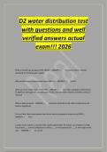 D2 water distribution test&NewLine;with questions and well&NewLine;verified answers actual&NewLine;exam&excl;&excl;&excl; 2026