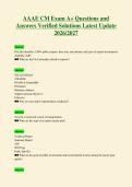 AAAE CM Exam A&plus; Questions and&NewLine;Answers Verified Solutions Latest Update&NewLine;2026&sol;2027