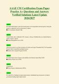 AAAE CM Certification Exam Paper&NewLine;Practice A&plus; Questions and Answers&NewLine;Verified Solutions Latest Update&NewLine;2026&sol;2027