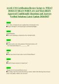 AAAE CM Certification Review Script A&plus; WHAT&NewLine;DOES IT MEAN WHEN AN ALP HAS BEEN&NewLine;Approved Conditionally Questions and Answers&NewLine;Verified Solutions Latest Update 2026&sol;2027