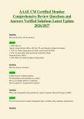 AAAE CM Certified Member&NewLine;Comprehensive Review Questions and&NewLine;Answers Verified Solutions Latest Update&NewLine;2026&sol;2027