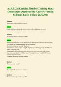 AAAE CM Certified Member Training Study&NewLine;Guide Exam Questions and Answers Verified&NewLine;Solutions Latest Update 2026&sol;2027