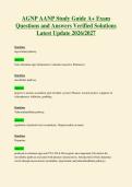 AGNP AANP Study Guide A&plus; Exam&NewLine;Questions and Answers Verified Solutions&NewLine;Latest Update 2026&sol;2027