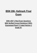 BSN 206 Hallmark Exam Questions & Answers PDF &vert; Complete Nursing Practice Test &vert; Latest 2026&ndash;2027