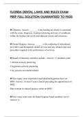 FLORIDA DENTAL LAWS AND RULES EXAM&NewLine;PREP FULL SOLUTION GUARANTEED TO PASS