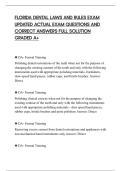 FLORIDA DENTAL LAWS AND RULES EXAM&NewLine;UPDATED ACTUAL EXAM QUESTIONS AND&NewLine;CORRECT ANSWERS FULL SOLUTION&NewLine;GRADED A&plus;