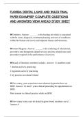 FLORIDA DENTAL LAWS AND RULES FINAL&NewLine;PAPER EXAMPREP COMPLETE QUESTIONS&NewLine;AND ANSWERS VIEW AHEAD STUDY SHEET