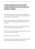 FOOD MANAGER EXAM EXAM SCRIPT&NewLine;TESTED QUESTIONS AND SOLUTIONS 100&NewLine;PERCENT CORRECT