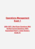 Operations Management Exam 1 Mock Questions & Answers PDF &vert; Complete Operations & Supply Chain Review &vert; Latest 2026&ndash;2027