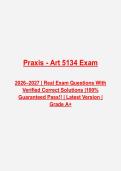 Praxis Art&colon; Content Knowledge &lpar;5134&rpar; Questions & Answers PDF &vert; Complete Teacher Certification Practice Test &vert; Latest 2026&ndash;2027