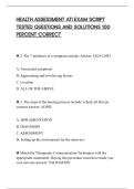 HEALTH ASSESSMENT ATI EXAM SCRIPT&NewLine;TESTED QUESTIONS AND SOLUTIONS 100&NewLine;PERCENT CORRECT