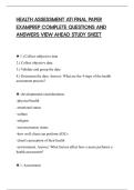 HEALTH ASSESSMENT ATI FINAL PAPER&NewLine;EXAMPREP COMPLETE QUESTIONS AND&NewLine;ANSWERS VIEW AHEAD STUDY SHEET