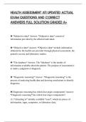 HEALTH ASSESSMENT ATI UPDATED ACTUAL&NewLine;EXAM QUESTIONS AND CORRECT&NewLine;ANSWERS FULL SOLUTION GRADED A&plus;