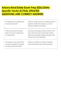 Arizona Real Estate Exam Prep 2026 &lpar;State&NewLine;Specific Facts&rpar; ACTUAL UPDATED &NewLine;QUESTIONS AND CORRECT ANSWERS 