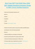 West Coast EMT Final EXAM &lpar;New 2026&sol; 2027 Update&rpar; Questions & Answers &lbrace;Grade A&rcub; 100&percnt; Correct &lpar;Verified Solutions&rpar;