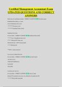 Certified Management Accountant Exam &NewLine;UPDATED QUESTIONS AND CORRECT &NewLine;ANSWERS