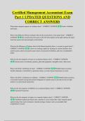 Certified Management Accountant Exam &NewLine;Part 1 UPDATED QUESTIONS AND &NewLine;CORRECT ANSWERS