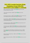 WGU D291 Learning Experience Design &NewLine;Foundations I Exam UPDATED &NewLine;QUESTIONS AND CORRECT ANSWERS