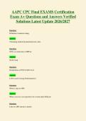 AAPC CPC Final EXAMS Certification&NewLine;Exam A&plus; Questions and Answers Verified&NewLine;Solutions Latest Update 2026&sol;2027
