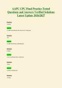 AAPC CPC Final Practice Tested&NewLine;Questions and Answers Verified Solutions&NewLine;Latest Update 2026&sol;2027