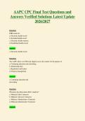 AAPC CPC Final Test Questions and&NewLine;Answers Verified Solutions Latest Update&NewLine;2026&sol;2027